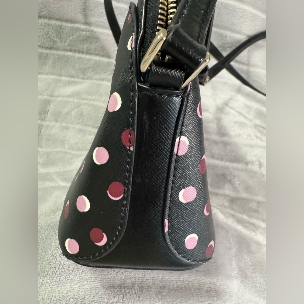Kate Spade Payton Dome Crossbody Fiesta Zip Polka Dots Bag Black w/ Pink/Purple - Picture 8 of 13